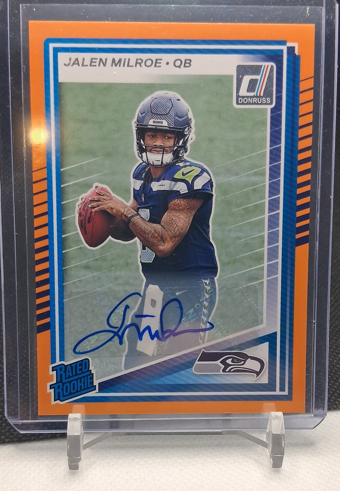 2025 Panini Donruss - Rated Rookie Jalen Milroe #307 Orange Autographs (AU, RC)