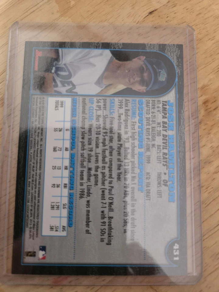 Джош Хэмилтон 2013 Bowman #431 синий сапфир переливающийся дебютант перепечатки TY1 - Изображение 2 из 2