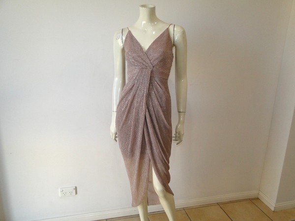 SHEIKE gold shimmer faux wrap maxi dress like new worn once size 6 RRP $179.00