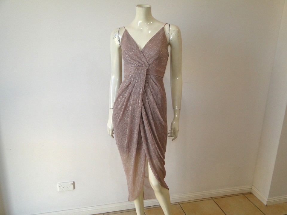 SHEIKE gold shimmer faux wrap maxi dress like new worn once size 6 RRP $179.00