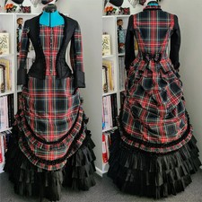 1870s Victorian Tartan Bustle Ball Gown Victorian Christmas Dickens Fair Caroler