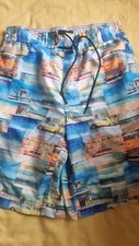Mens beach motif swimming shorts size S by George