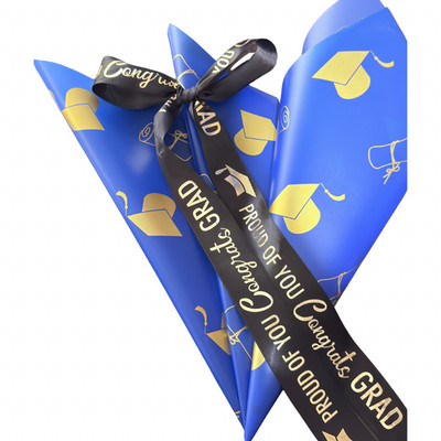 Graduation Bouquet Wrap Kit 20 Sheets 22x22 + 4 Yards Satin Ribbon Grad