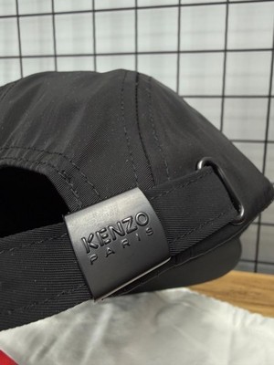 Kenzo Paris Cap Black 5 Panel Hat 56 cm Logo Patch Adjustable New