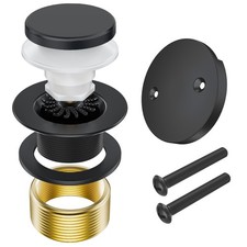 Matte Black Bathtub Drain Stopper and Overflow Kit, Solid Brass Tip-Toe Bath ...