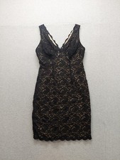 Roz & Ali Women Sheath Dress 14 Black Lace V Neck Sleeveless Back Zip Office