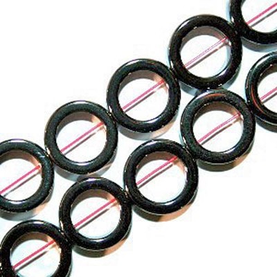 AAA HEMATITE STONE BEAD RINGS 12MM STRING BEADS 16'' BEAD STRANDS RING12