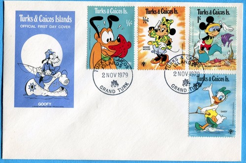 DISNEY - TURKS & CAICOS - 1979 F.D.C. - Mickey Mouse / Pluto - 3 covers (3265) - Picture 2 of 3