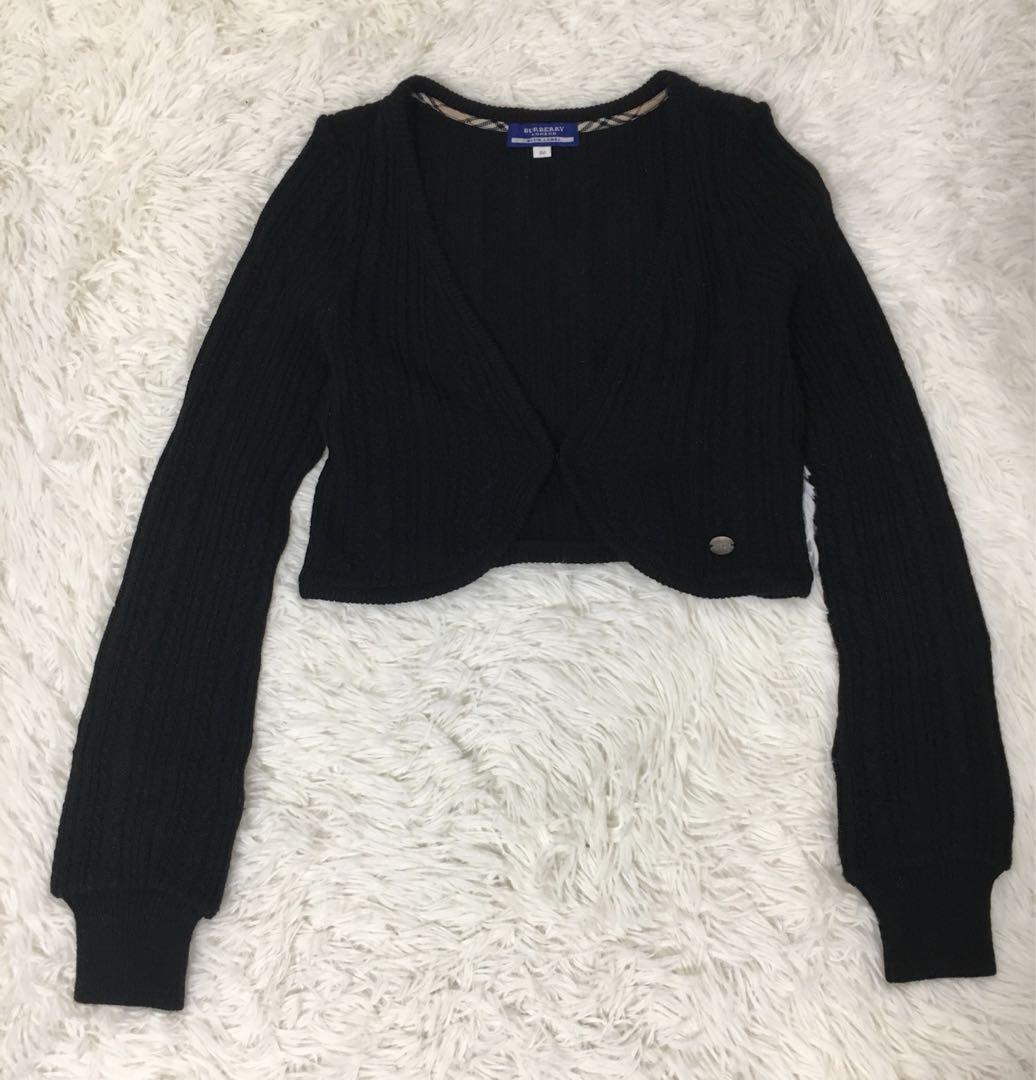 Burberry Blue Label Knit Bolero Cardigan Short Black M Angora Blend