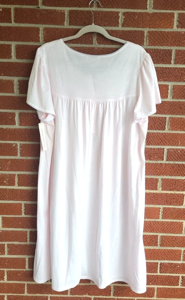 Camisón Shadowline para mujer 2X rosa pastel suave 3 botones escote encaje detalles Foto 4 de 4