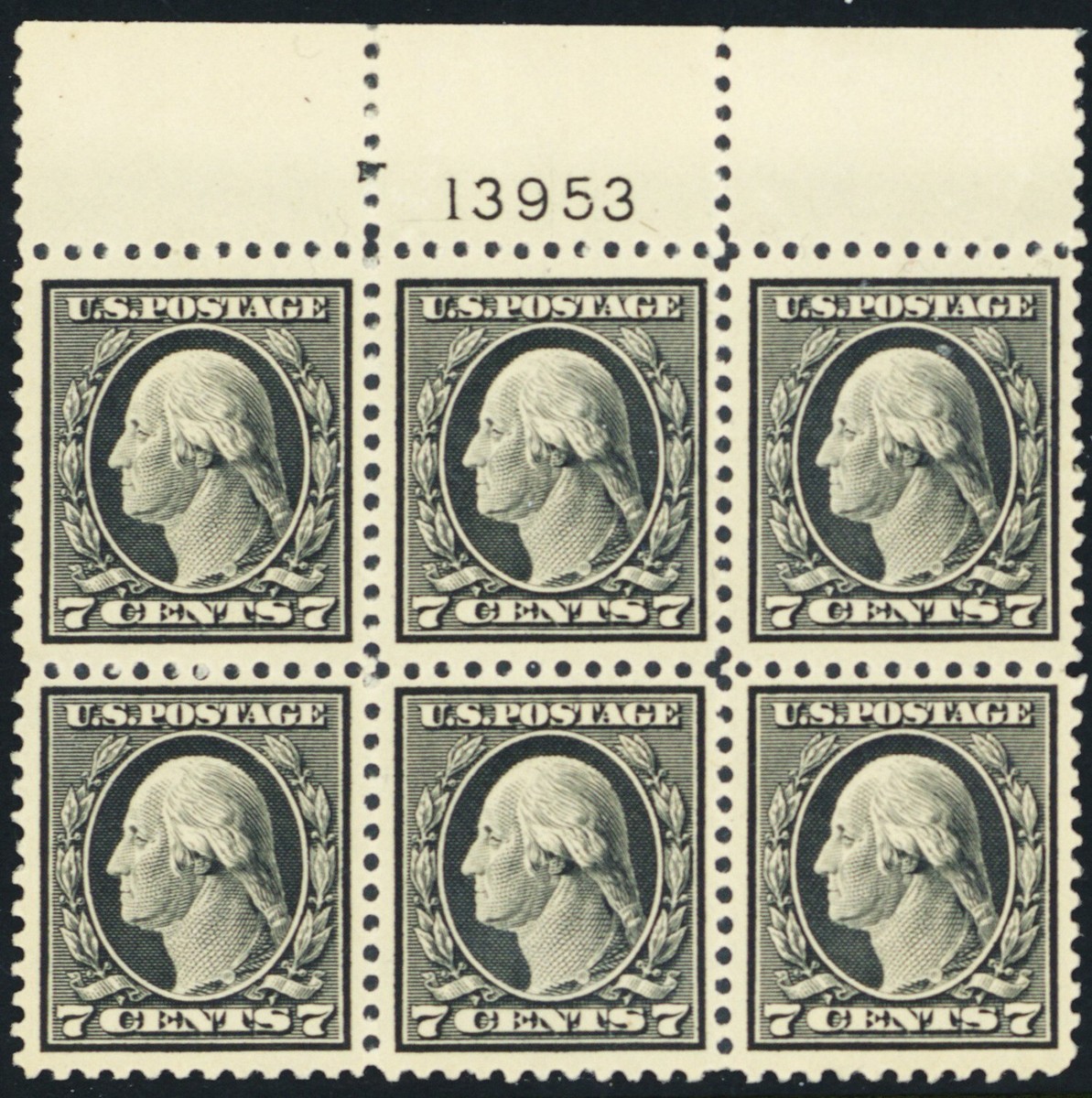 507, Mint VF/XF NH 7¢ - TOP Plate Block of Six - Stuart Katz | eBay