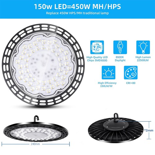 400W UFO LED luces de interior lámpara industrial foco de interior blanco inundador Hochbay - Imagen 10 de 24