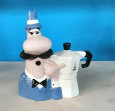 Omino ceramica pubblicità bialetti blu, 30 cm, ceramica artigianale 