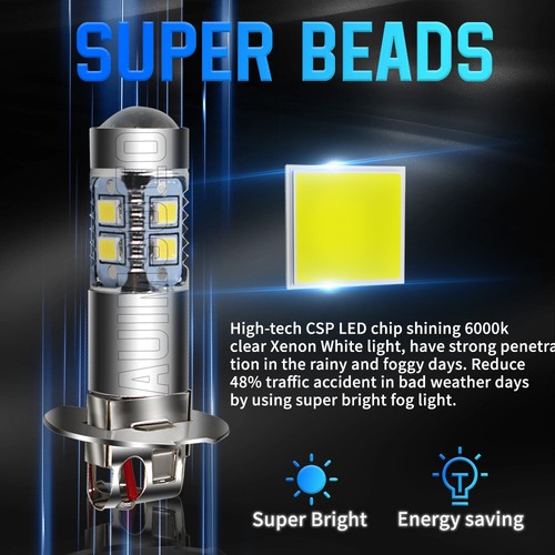 For Toyota Sienna 2004-2005 6000K LED Headlight Fog Light Bulbs Combo Kit White - Picture 10 of 12