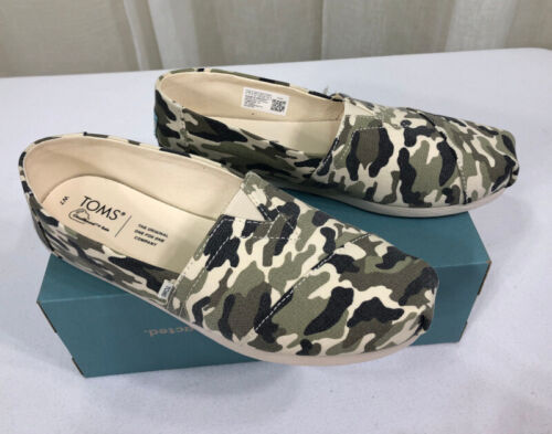 NUEVO TOMS Alpargata Lona Ortolita Sin Cordones Plano Talla 7 Oliva Sucia Camuflaje - Imagen 6 de 12