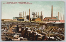 Postcard, Sloss Furnace, North Burmingham, Alabama, Logs, Unposted