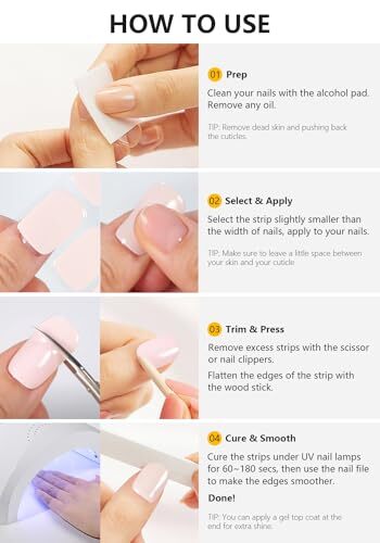 Semi Cured Gel Nail Strips ()-20 PCS Pearl Chrome Gel Nail Glazed Donut Pink - Picture 6 of 6