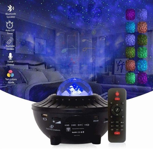 Galaxy Projector Night Light Starry Star Sky Moon Bluetooth Music Lamp w/Remote - Picture 2 of 7