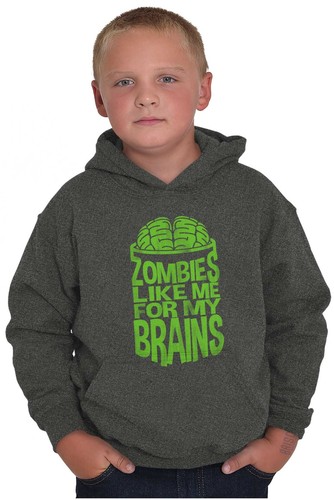 Funny Zombies Like Me For MY Brains Humor Youth Boys Hoodie Sweatshirts Kids - Picture 5 of 10