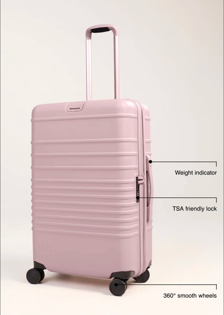 NWT Beis Travel The Medium Check-In Roller Luggage Suitcase in