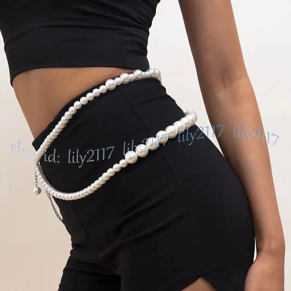 白色贝壳珍珠腰腹链女式腰带配件身体珠宝性感 — 第 2/4 张图片
