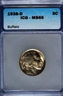1938 - D ICG MS66 BUFFALO NICKEL!!  #B11385