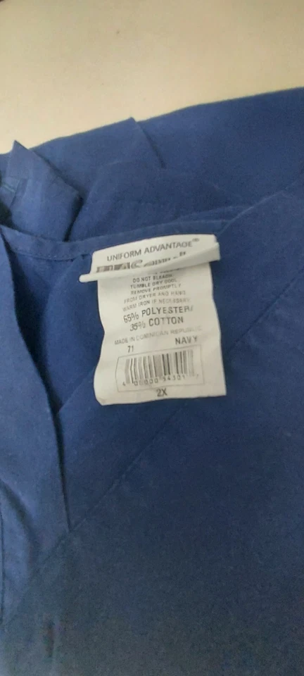 Scrub Sets Men Blue Navy / Pants Size L Top 2X V Neck - Image 2 of 4