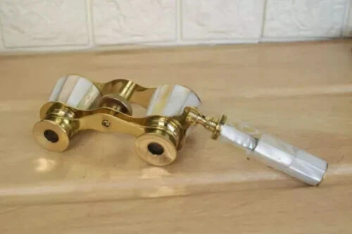 Vintage Brass Opera Glasses Mother of Pearl & Handle Brass Fittings France - Image 2 of 4