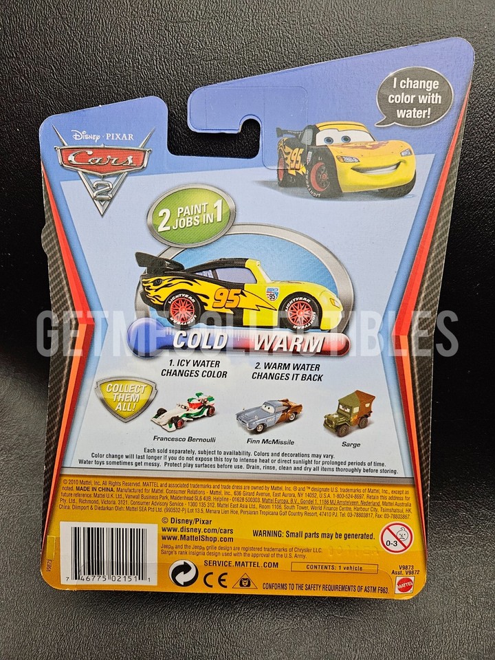 DISNEY PIXAR CARS 2 COLOR CHANGERS LIGHTNING MCQUEEN YELLOW/BLACK 2011 ...