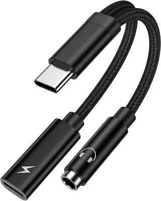 2-in-1 Type-C to 3.5mm AUX Headphone Adapter & Charging Cable for USB-C Devices
