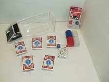 8 Deck Acrylic Blackjack Dealer Shoe + 5 decks of SEALED Bicycle cards