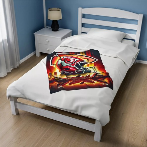 Kansas City Chiefs Velveteen Plush Fleece Blanket Soft Cozy NFL Home Décor Gift - Picture 19 of 21