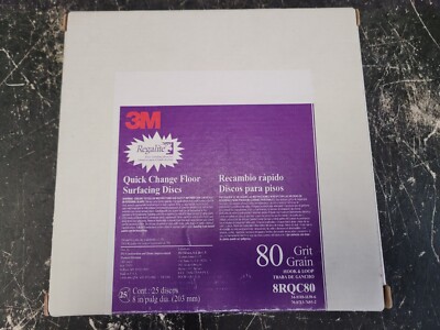 3M 80 GRIT 8'' ROUND QUICK CHANGE FLOOR SURFACING DISC Hook Loop 25 PIECES 8RQC80