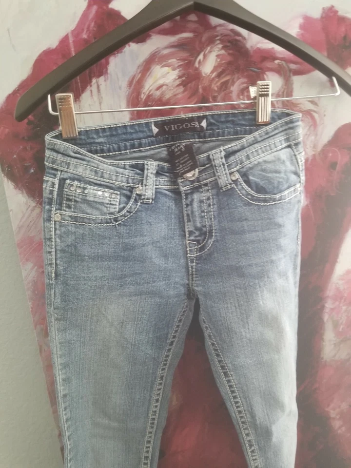 VIGOSS SKINNY HERITAGE FIT DARK WASH DENIM JEANS GIRLS SIZE 10 - Image 4 of 4