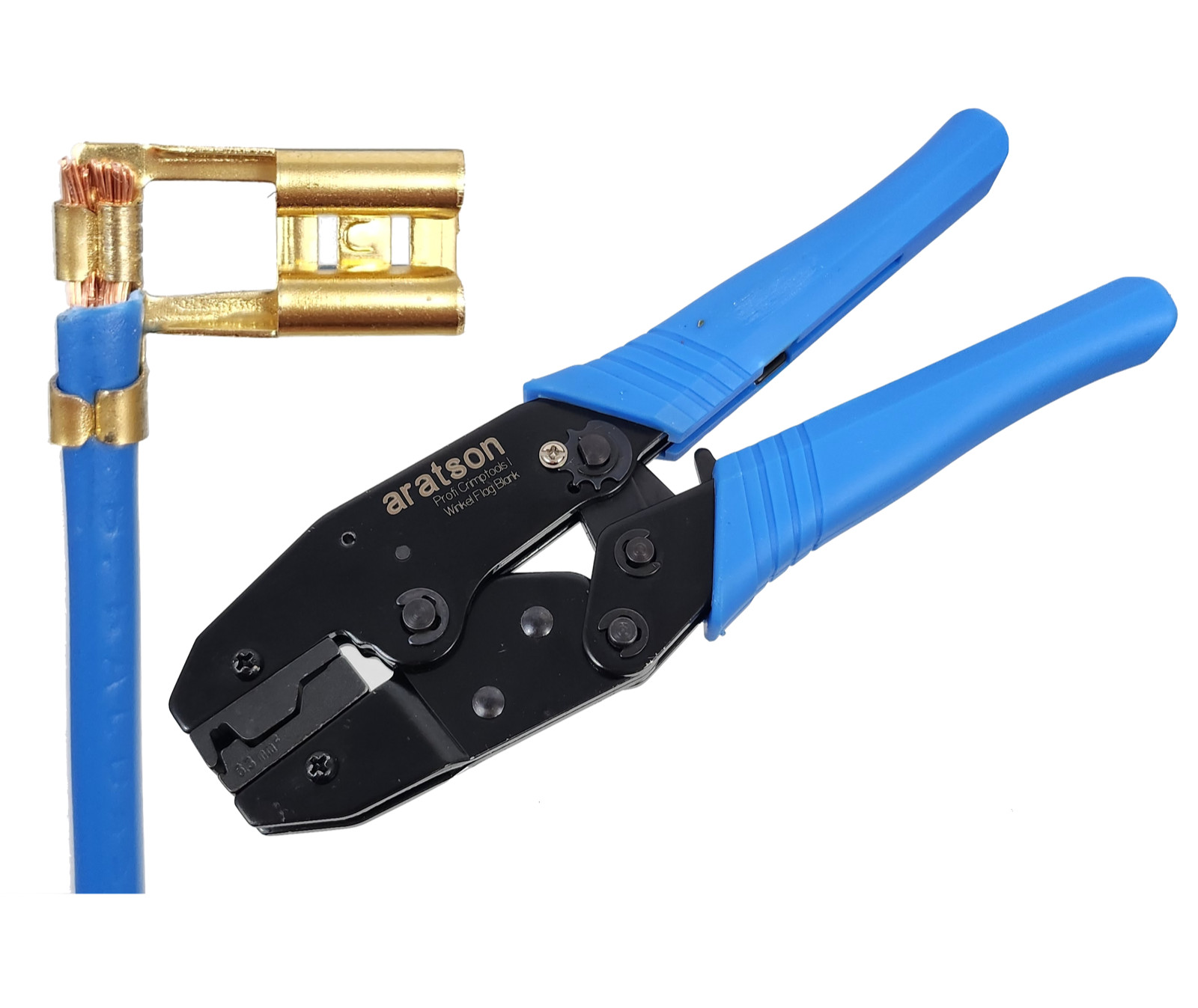 Alicates profesionales de engarce ángulo bandera zapatos de cable 6,3 enchufes blank taller de engarce #l