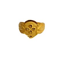 Certified Solid 22K/18K Yellow Fine Gold Flower Design Kids Ring Size-1