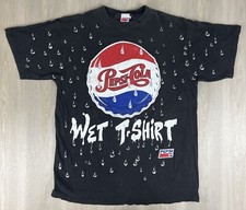 Vintage 90s Pepsi-Cola Wet T Shirt All Over Print Tee Size Large Made in USA