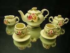 Miniature BISQUE Porcelain 9 Piece TEA SET