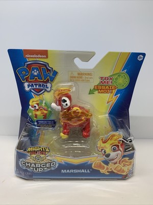 Paw Patrol Mighty Pups Charged Up Marshall Figure Fire Pup Spin Master Toy NEW!
