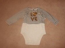 NEW, BABY GIRLS LOVE RUFFLE BODYSUIT, SIZE 3-6 MONTHS