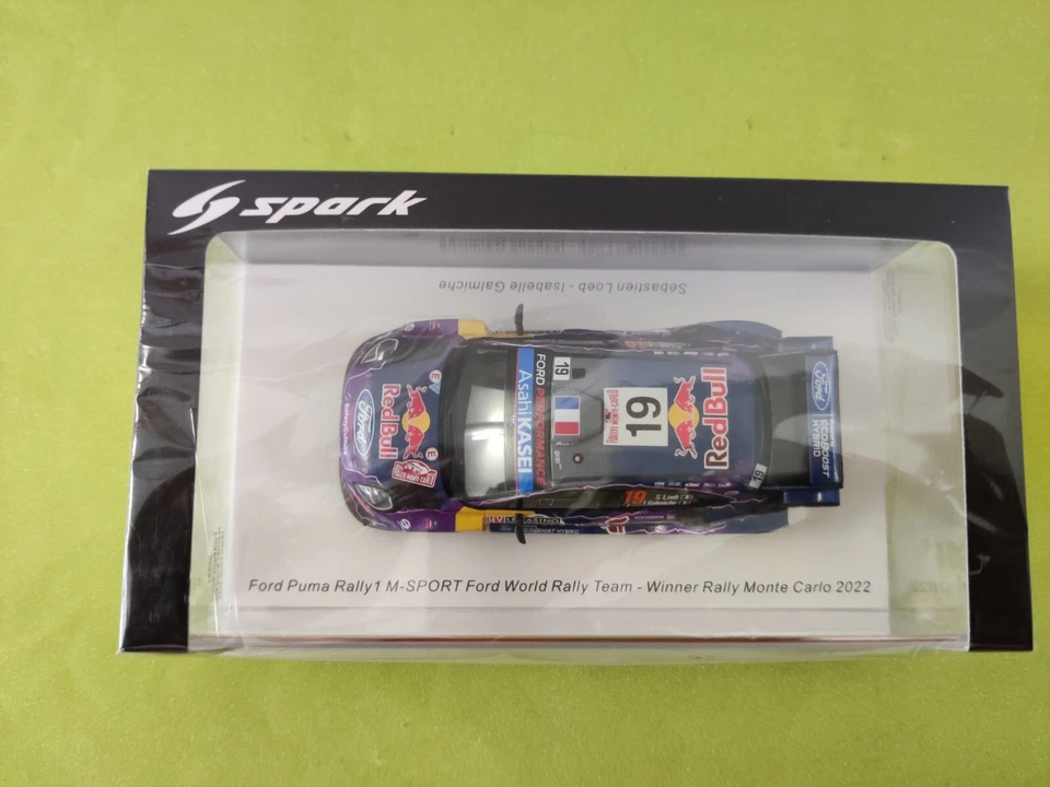 Ford Puma Rally1 Red Bull S.Loeb Last Win Montecarlo 2022 Spark S6697 1:43 - Immagine 2 di 4