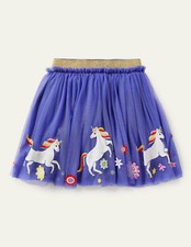 NWT Mini Boden Tulle Hem Skirt Bluebell Blue Unicorn size 11-12Y