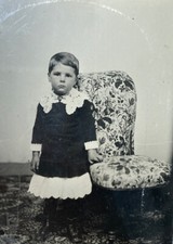 Antique 19th C Tintype Victorian Civil War Era Photo Photograph Young Baby Girl