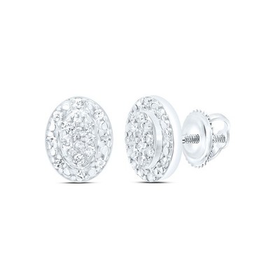 Ovale Ohrstecker 0,13 ctw natürlicher Diamant 925 Sterlingsilber
