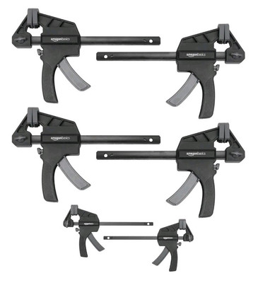 Amazon Basics 6 Stück, Einhandzwinge, 2 Stück 10,16 cm, 4 Stück 15,24 cm, 