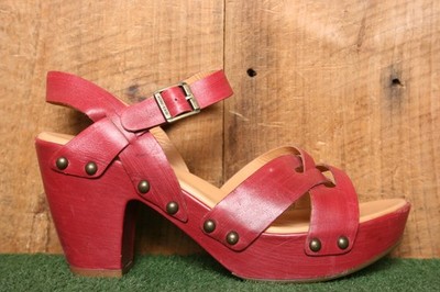 KORK-EASE Fuchsia Red High Heel Platform Slingback Sandals EUR 40.5 | US 9M