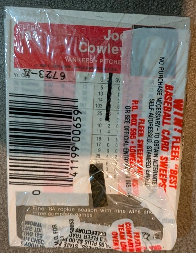 1985 PFleer Cello Pack Harold Baines On Top - Image 2 of 2