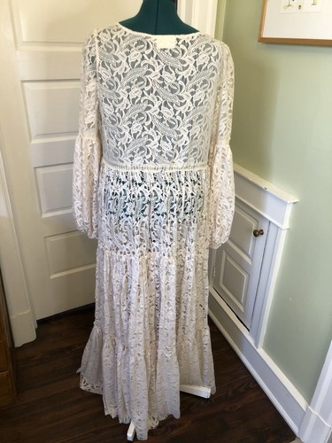 Mia Joy Stufenkleid elfenbeinfarben transparent Blumenspitze mit langen Ärmeln, XXL - Bild 5 von 6