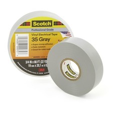 3M 3/4 Inch x 66 Ft. Scotch Vinyl Electrical Tape 35, Gray- Single Roll