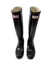 Women’s Hunter Original Tall Gloss Women's Rain Boots Sz 6 Black Retail $185